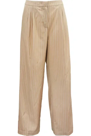 GIULIETTE BROWN Pantaloni Palazzo Pence Beige Gessato