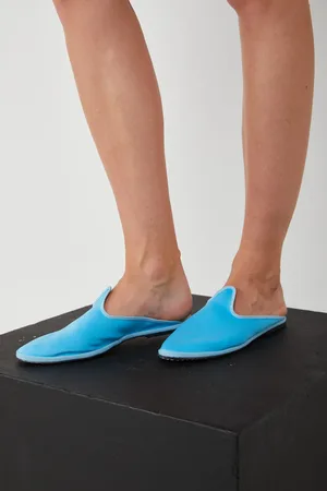 The Artisanal Club Ballerina Sabot in Satin Azzurro