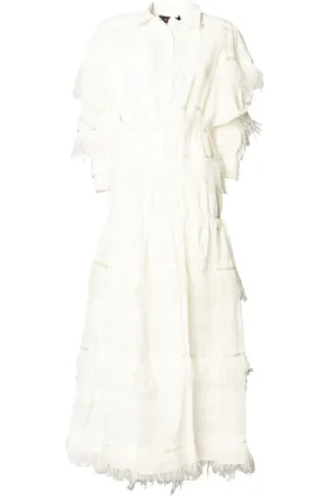 Giulia N Couture Giulia N Couture️ Abito Chemisier Bianco con Piume