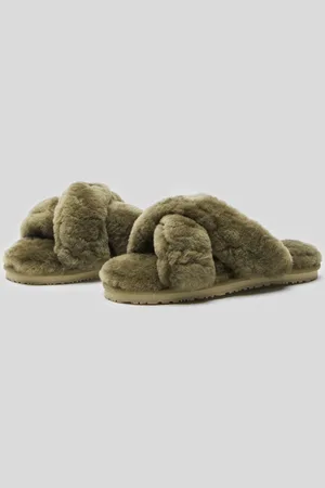 Mou Pantofola Incrociata in Montone Militare