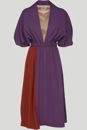 Silke Abito a Kimono Viola con Inserto Mattone