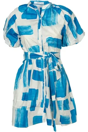 Glamorous Abito Chemisier con Stampa Pennellate Blu