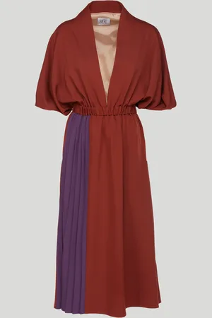 Silke Abito a Kimono Mattone con Inserto Viola