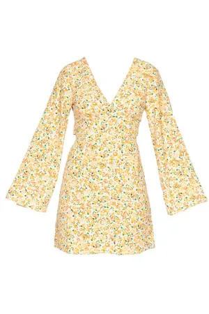 Glamorous Abito Corto con Fiori Gialli