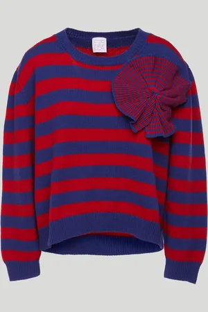 Stella Jean Maglione a Righe Blu e Rosse con Dettaglio