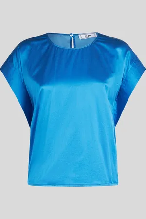 JIJIL T-shirt in Misto Seta Blu Cobalto