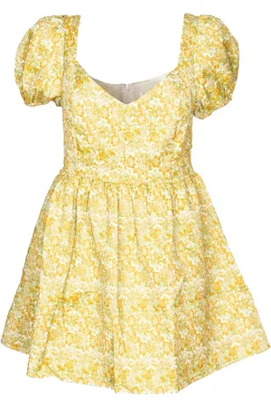 Glamorous Abito Corto con Fiori Ocra