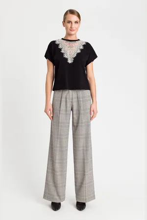 Twin-Set Pantalone Check Wide Leg