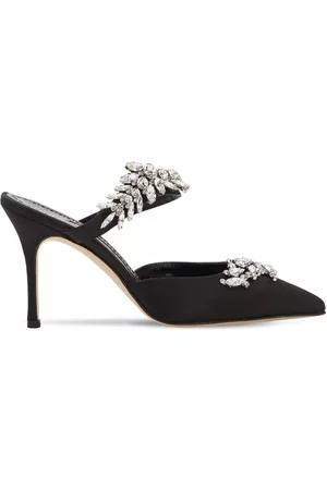 MANOLO BLAHNIK Sabot "lurum" In Raso Con Swarovski 90mm