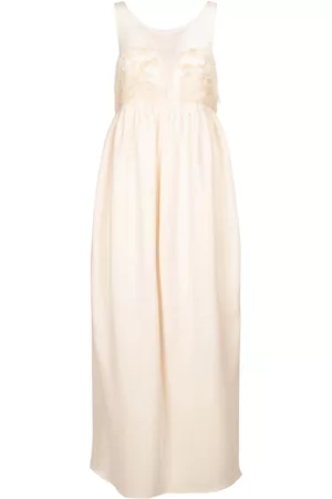 Maison Margiela Vestito Midi In Organza Di Seta Con Perline