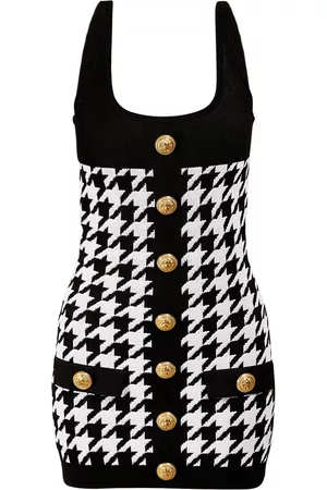 Balmain Donna Abiti in maglia - Vestito In Maglia Di Viscosa Pied De Poule