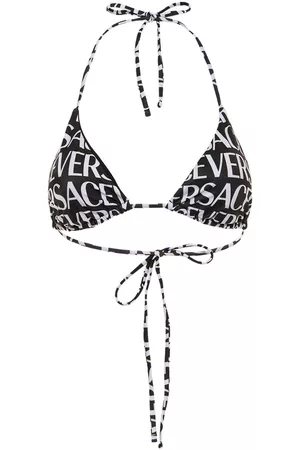 VERSACE Top Bikini A Triangolo In Jersey Con Logo