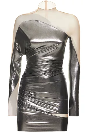 MUGLER Donna Vestiti di maglina - Vestito In Jersey Metallizzato E Tulle