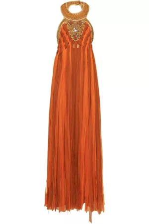 Alberta Ferretti Donna Vestiti estivi - Vestito In Chiffon Di Seta Con Frange