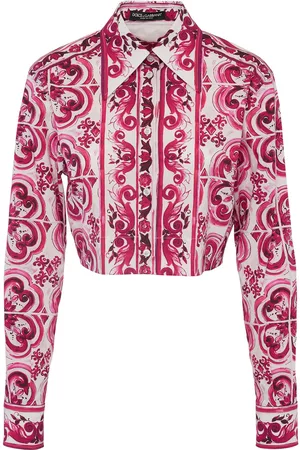 Dolce & Gabbana Donna Camicie - Camicia Cropped In Popeline Di Cotone Stampato