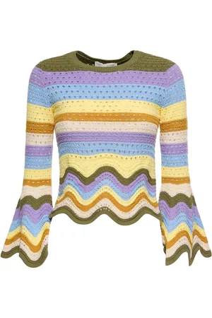ZIMMERMANN Donna T-shirt - Top Raie In Maglia Di Cotone