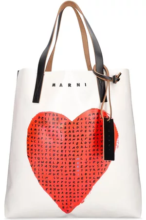 Marni Donna Shopper e tote bag - Borsa Shopping Heart In Techno Con Stampa