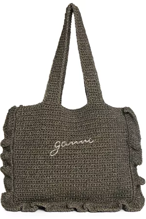 Ganni Donna Shopper e tote bag - Borsa Shopping In Cotone Crochet Con Ruches
