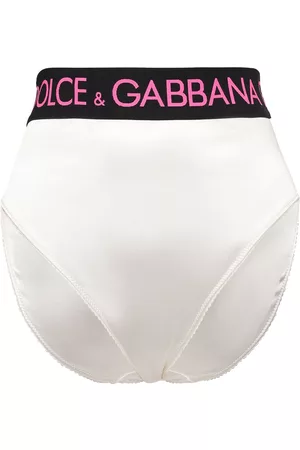 Dolce & Gabbana Donna Mutande a vita alta - Slip Bikini Vita Alta In Raso Con Logo