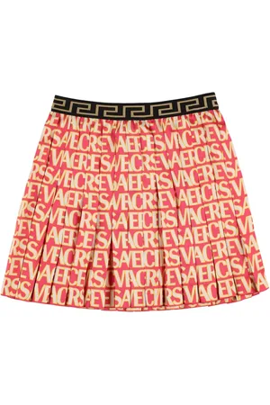 VERSACE Gonna In Twill Plissé Con Logo