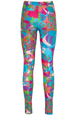 VERSACE Donna Leggings & Treggings - Leggings Vita Alta In Jersey Stampato