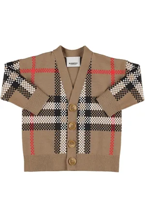 Burberry Cardigan Icon Check In Maglia Di Misto Lana