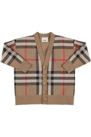 Burberry Cardigan In Maglia Di Misto Lana Check