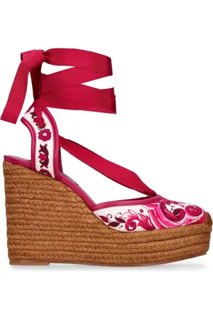 Dolce & Gabbana Zeppe Lola In Tela Stampa Maiolica 105mm