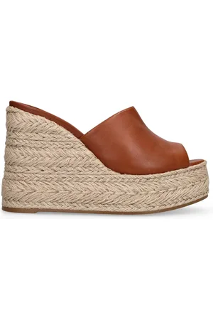 Christian Louboutin Zeppe Ariella In Pelle E Rafia 130mm