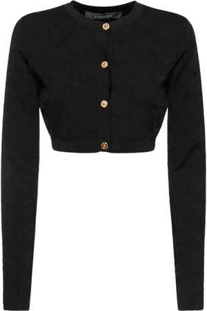 VERSACE Cardigan Cropped In Maglia Con Logo Jacquard