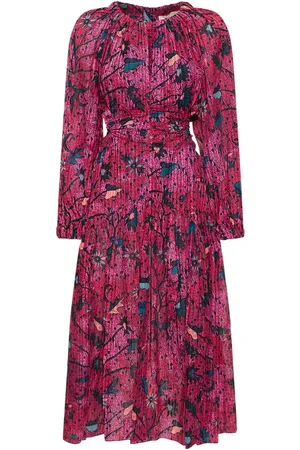 ULLA JOHNSON Vestito Midi Helia In Misto Cotone Stampato