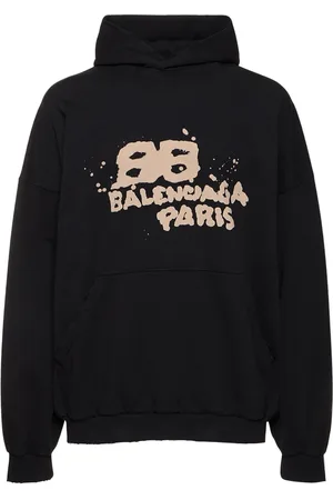 Balenciaga Felpa In Cotone Con Stampa E Cappuccio