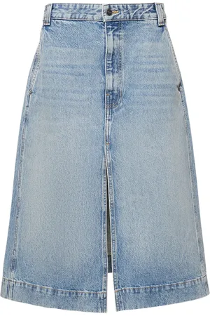 Khaite Gonna Midi Charlene In Denim Di Cotone
