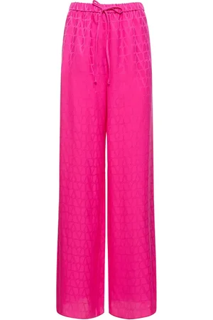 VALENTINO Pantaloni Larghi In Raso Di Seta / Logo Jacquard
