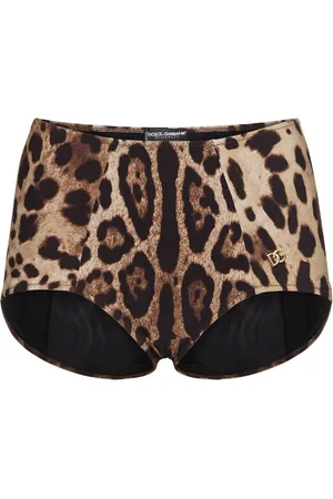 Dolce & Gabbana Slip Bikini In Jersey Leopard