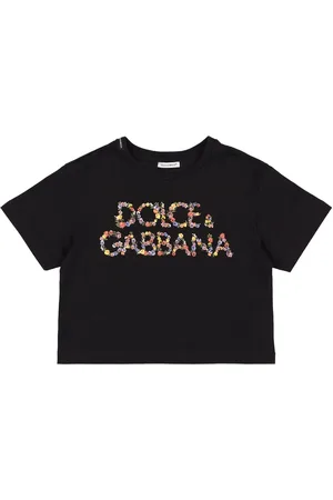 Dolce & Gabbana T-shirt Cropped In Jersey Di Cotone Con Logo
