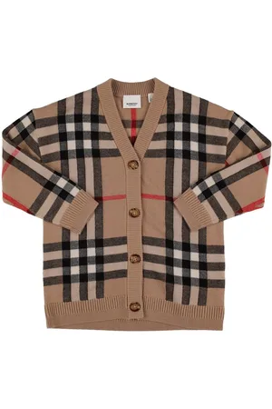 Burberry Cardigan In Maglia Di Misto Lana Check