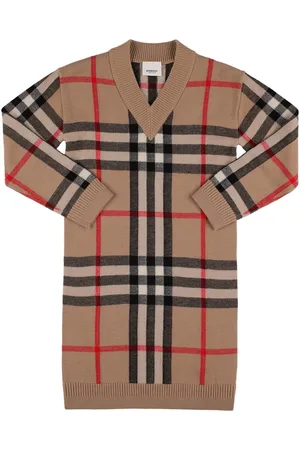 Burberry Vestito In Maglia Di Lana Check