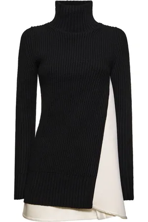 SACAI Vestito In Maglia Di Lana A Costine E Neoprene
