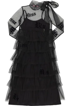 MISS BLUMARINE Vestito In Tulle E Jersey Floccato