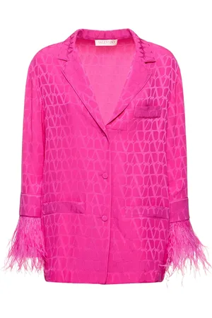 VALENTINO Camicia In Seta Jacquard Con Piume