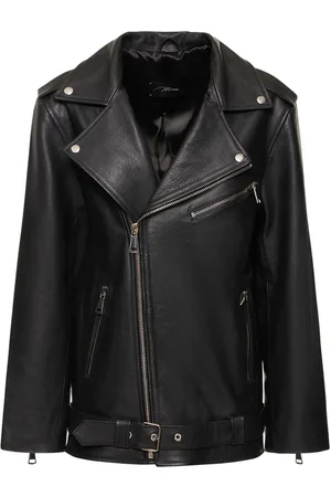 Manokhi Giacca Biker In Pelle Con Cintura