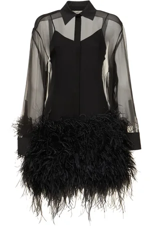 VALENTINO Vestito In Chiffon Di Seta / Piume