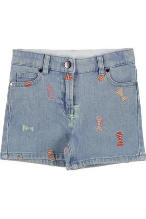 Stella McCartney Shorts In Denim Organico Con Ricami