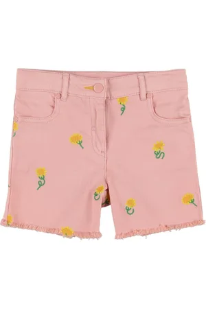 Stella McCartney Shorts In Denim Organico Con Ricami