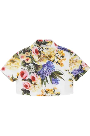Dolce & Gabbana Camicia Cropped In Cotone Stampato
