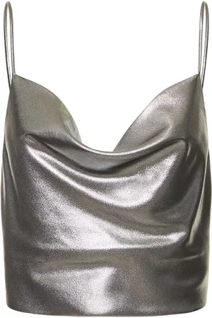 ROTATE Crop Top Metallizzato Drappeggiato