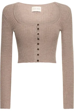 Loulou Studio Cardigan Cropped Dahlia In Misto Lana