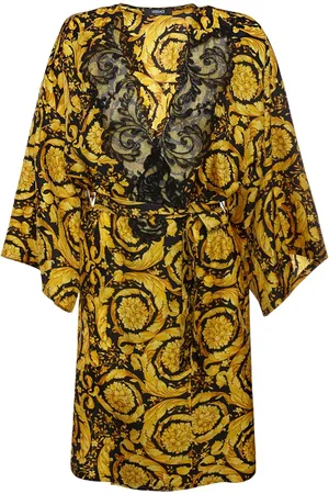 VERSACE Vestito In Twill Di Seta Stampato