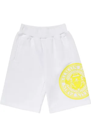 Balmain Shorts In Felpa Di Cotone Con Stampa